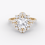 Fancy Floral Halo Cushion Cut Pave Engagement Ring - Intou