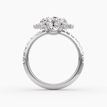 Fancy Floral Halo Cushion Cut Pave Engagement Ring - Intou