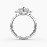 Fancy Floral Halo Cushion Cut Pave Engagement Ring - Intou