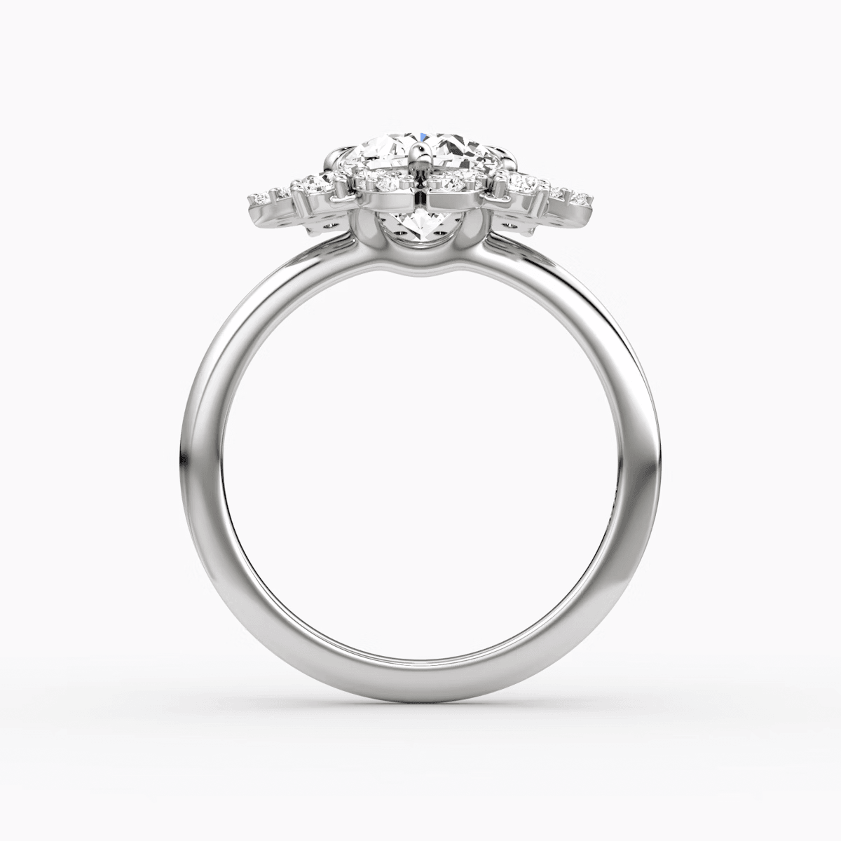 Fancy Floral Halo Oval Cut Engagement Ring - Intou