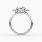 Fancy Floral Halo Oval Cut Engagement Ring - Intou