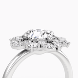 Fancy Floral Halo Oval Cut Engagement Ring - Intou