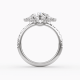 Fancy Floral Halo Oval Cut Pave Engagement Ring - Intou