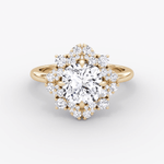 Fancy Floral Halo Round Cut Engagement Ring - Intou