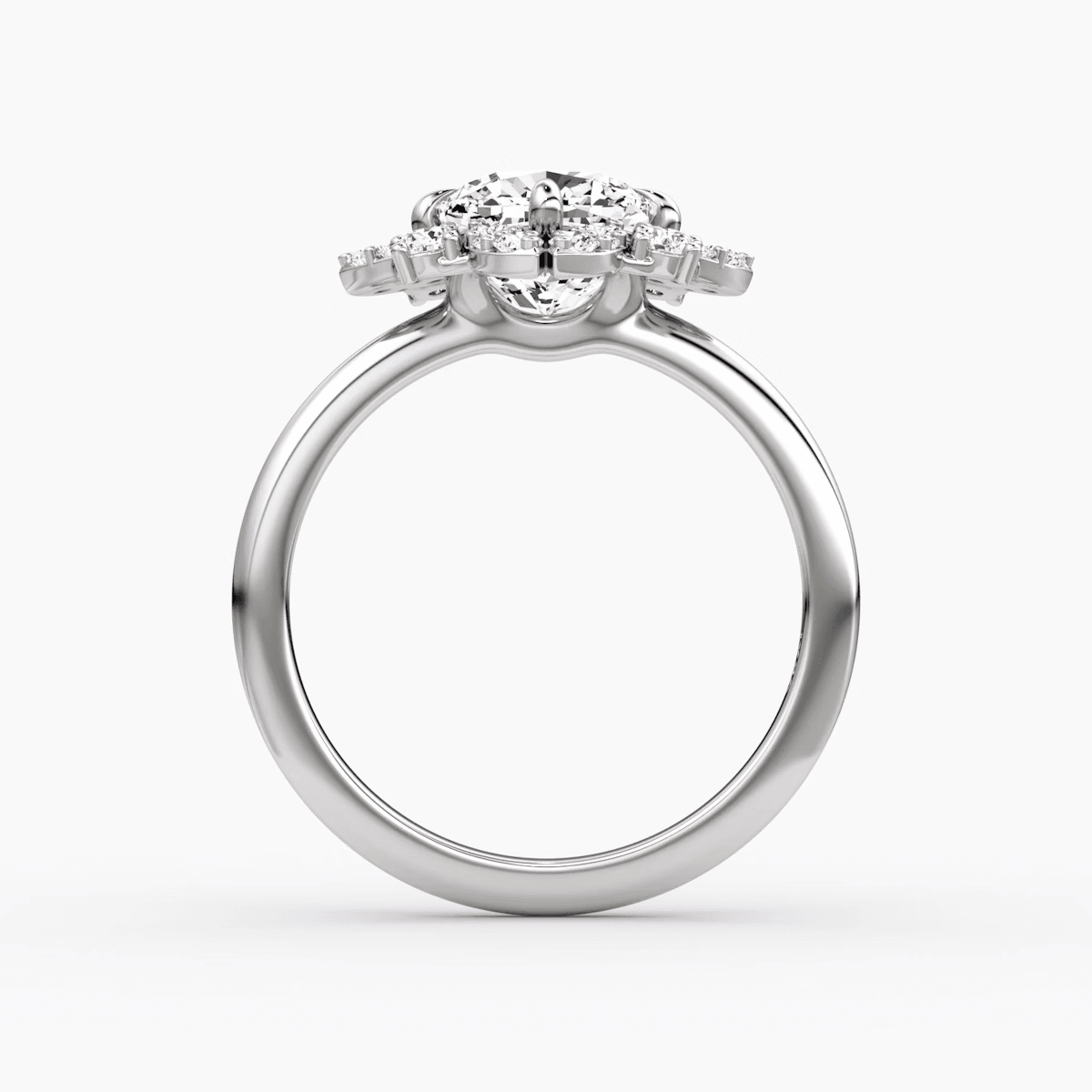 Fancy Floral Halo Round Cut Engagement Ring - Intou