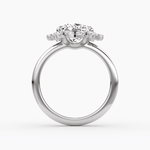 Fancy Floral Halo Round Cut Engagement Ring - Intou