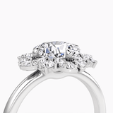 Fancy Floral Halo Round Cut Engagement Ring - Intou