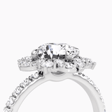 Fancy Floral Halo Round Cut Pave Engagement Ring - Intou