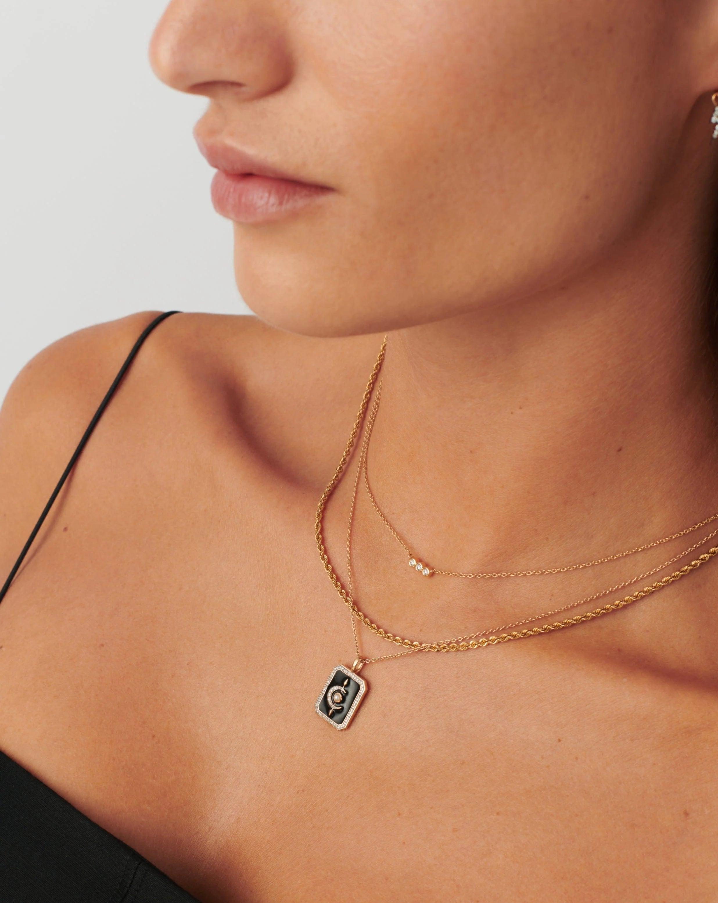 Fine Diamond Solitaire Trio Necklace - Intou