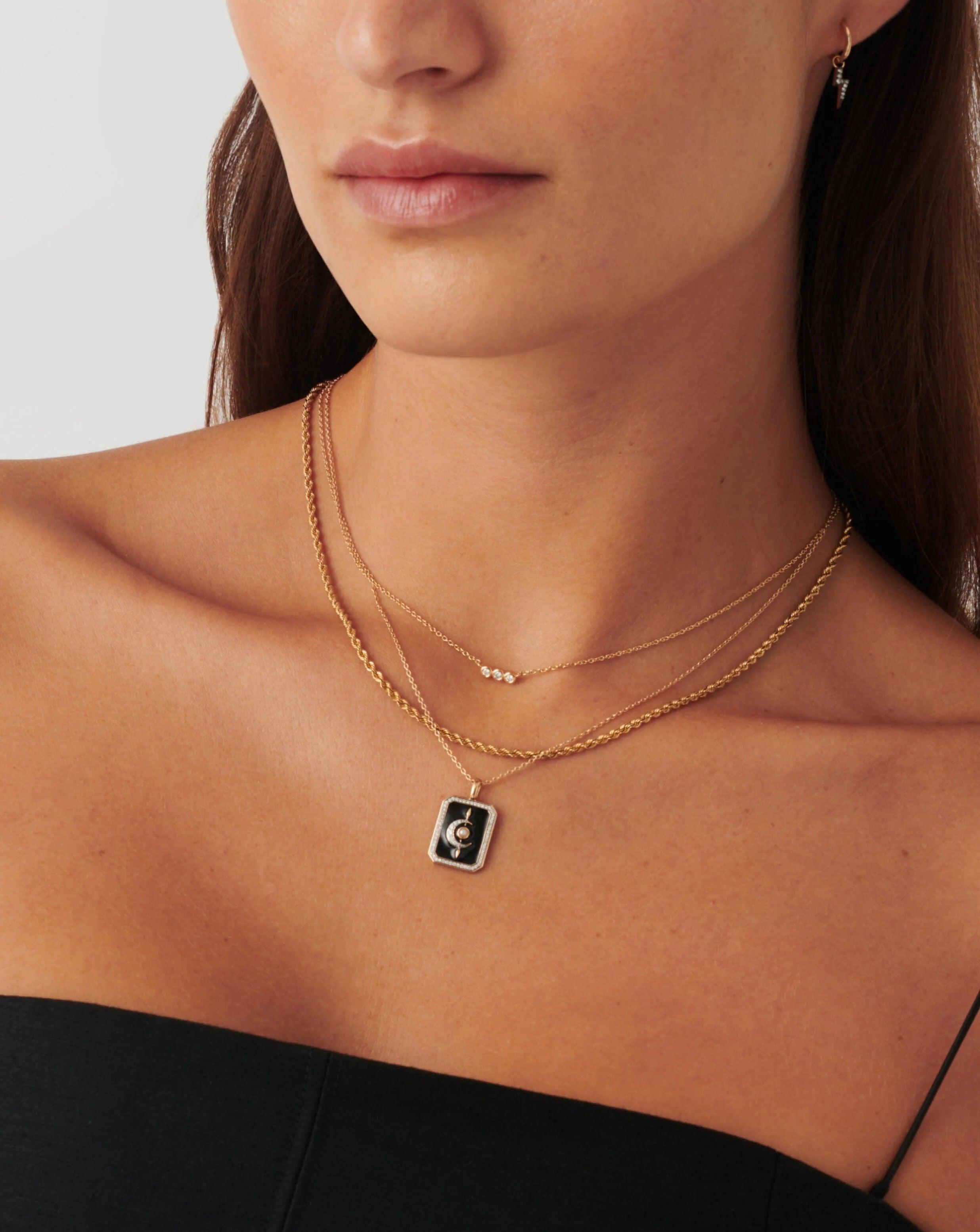 Fine Diamond Solitaire Trio Necklace - Intou