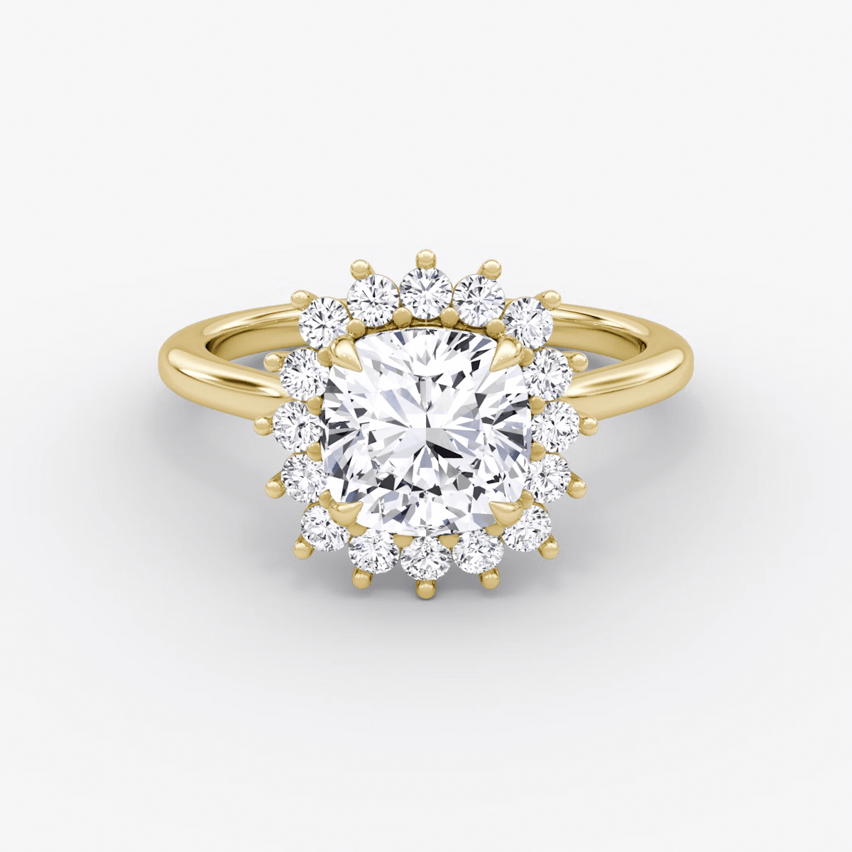 Floral Cathedral Cushion Cut Halo Engagement Ring - Intou