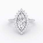 Floral Cathedral Marquise Cut Pave Halo Engagement Ring - Intou