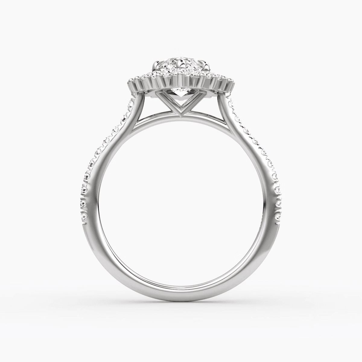 Floral Cathedral Marquise Cut Pave Halo Engagement Ring - Intou