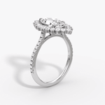 Floral Cathedral Marquise Cut Pave Halo Engagement Ring - Intou