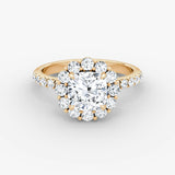 Floral Halo Cushion Engagement Ring - Intou