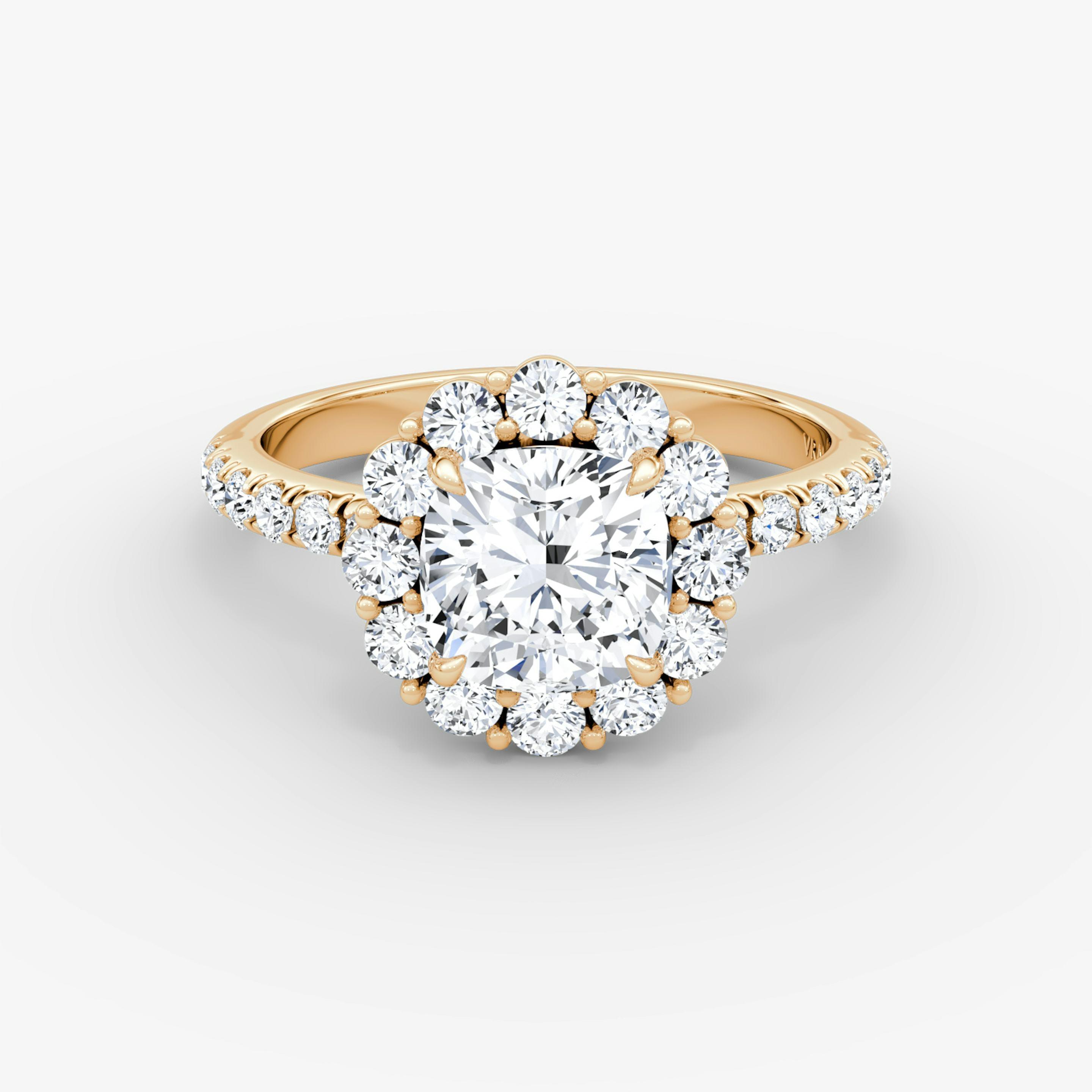 Floral Halo Cushion Engagement Ring - Intou