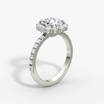 Floral Halo Cushion Engagement Ring - Intou