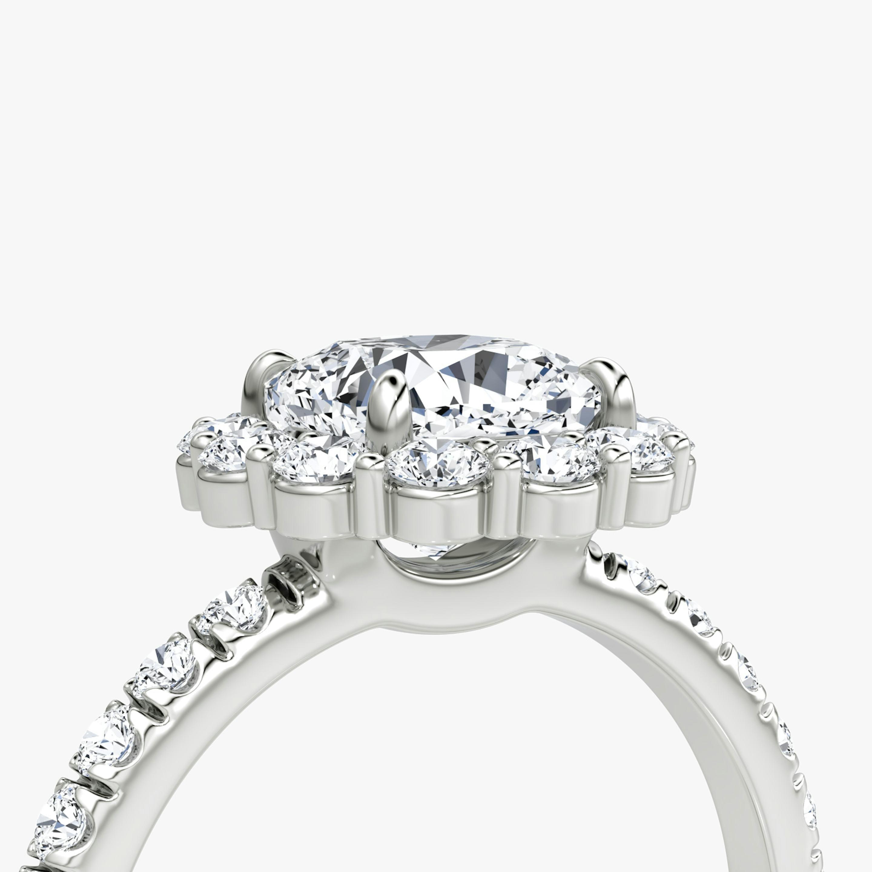 Floral Halo Cushion Engagement Ring - Intou