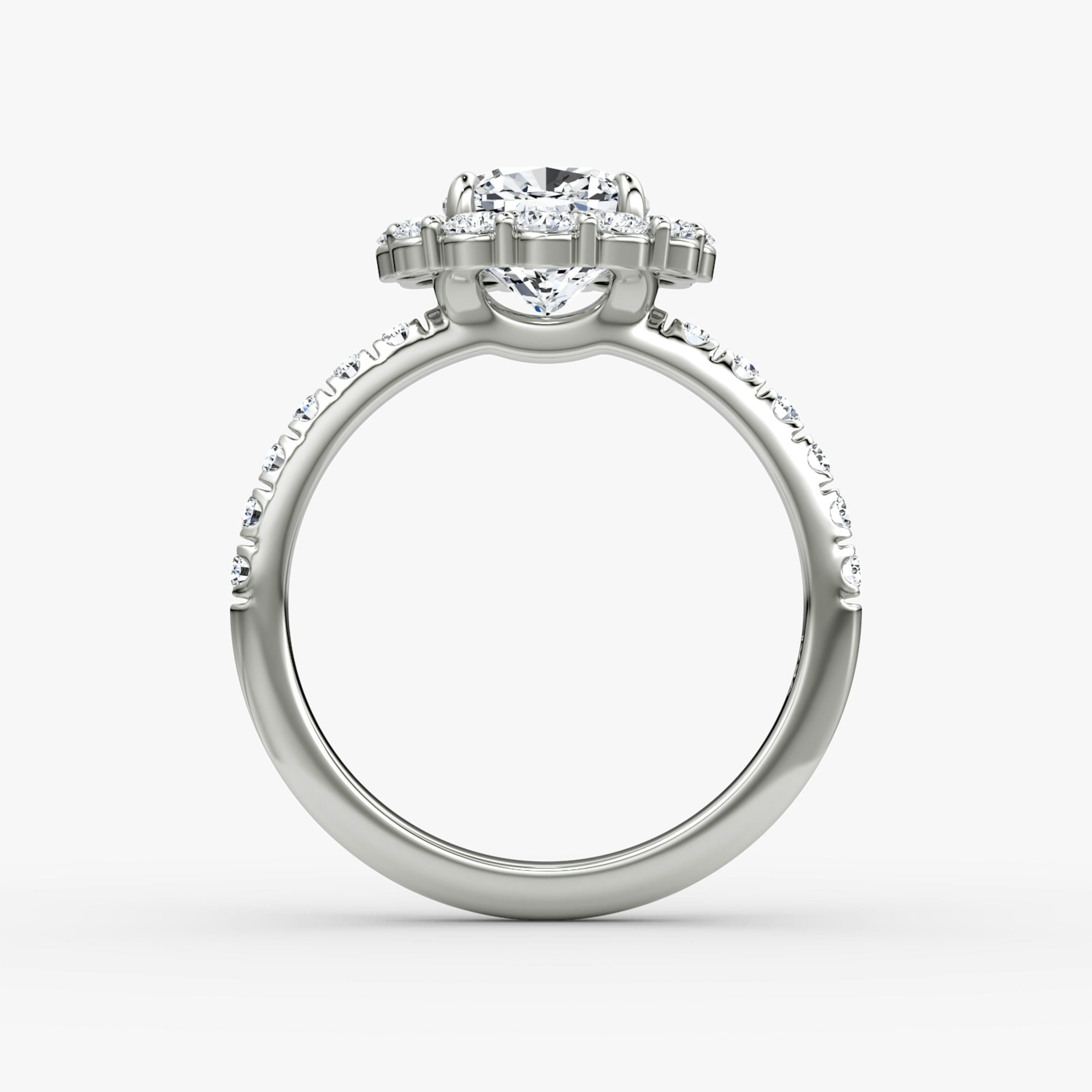 Floral Halo Cushion Engagement Ring - Intou