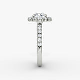 Floral Halo Cushion Engagement Ring - Intou