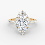 Floral Halo Marquise Engagement Ring - Intou