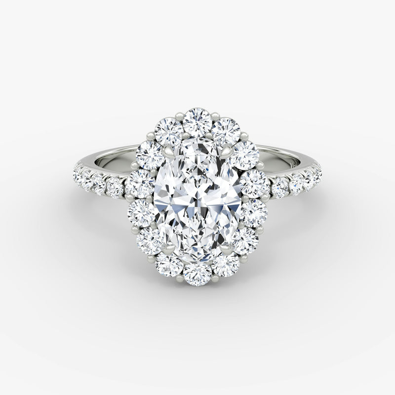 Floral Halo Oval Engagement Ring - Intou