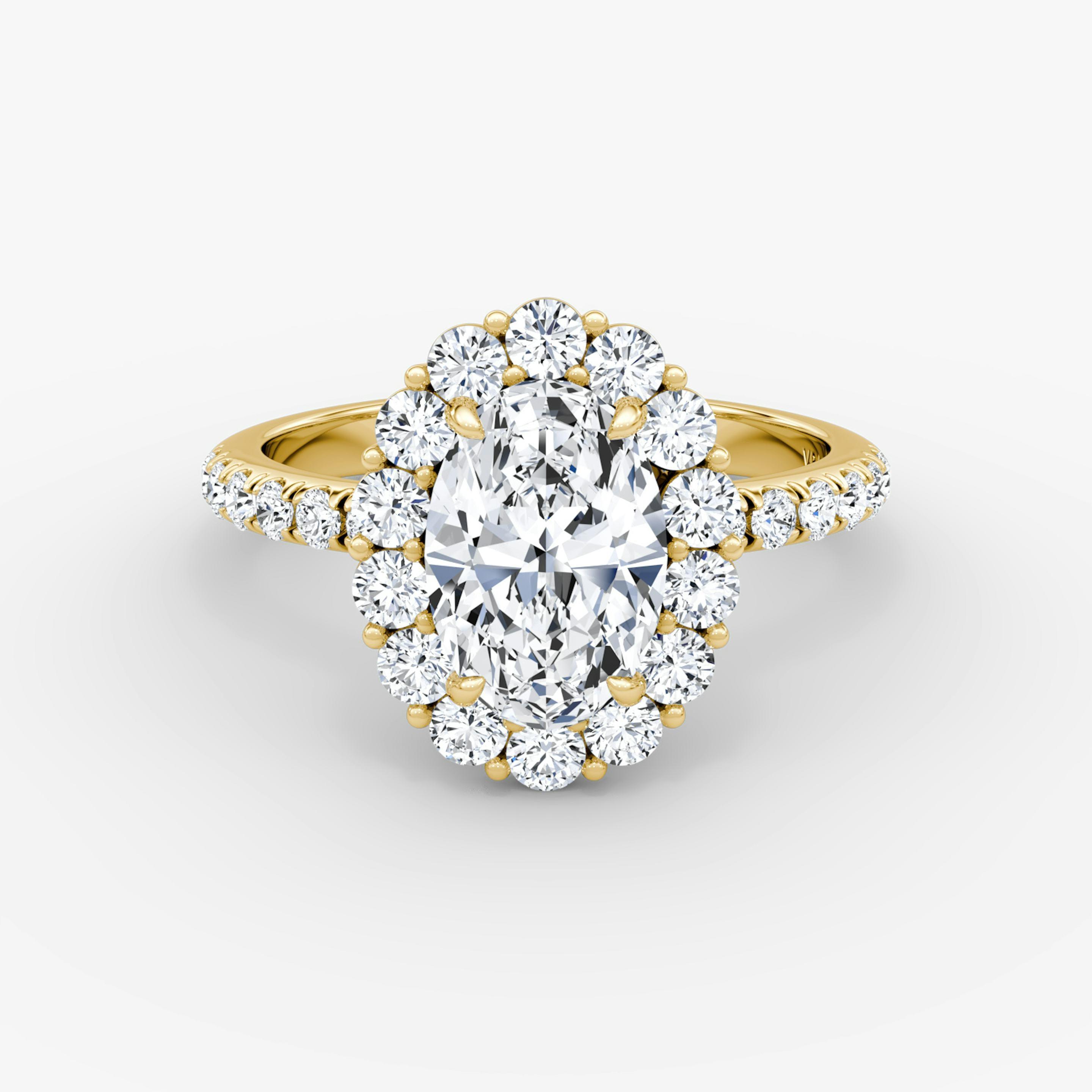 Floral Halo Oval Engagement Ring - Intou