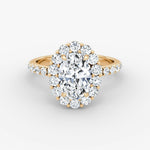 Floral Halo Oval Engagement Ring - Intou