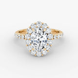 Floral Halo Oval Engagement Ring - Intou