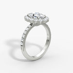 Floral Halo Oval Engagement Ring - Intou