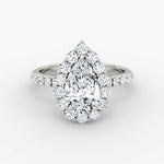 Floral Halo Pear Engagement Ring - Intou