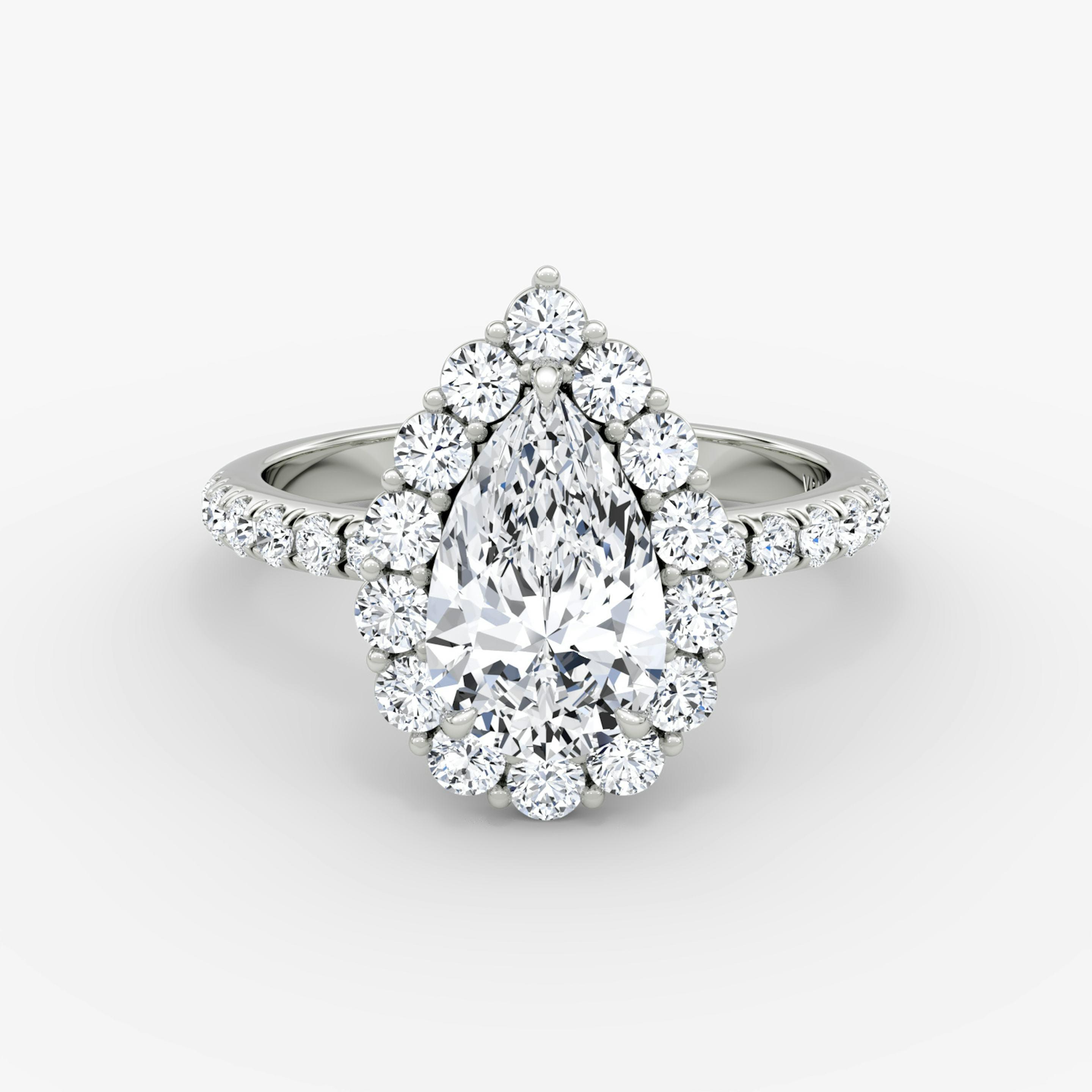 Floral Halo Pear Engagement Ring - Intou