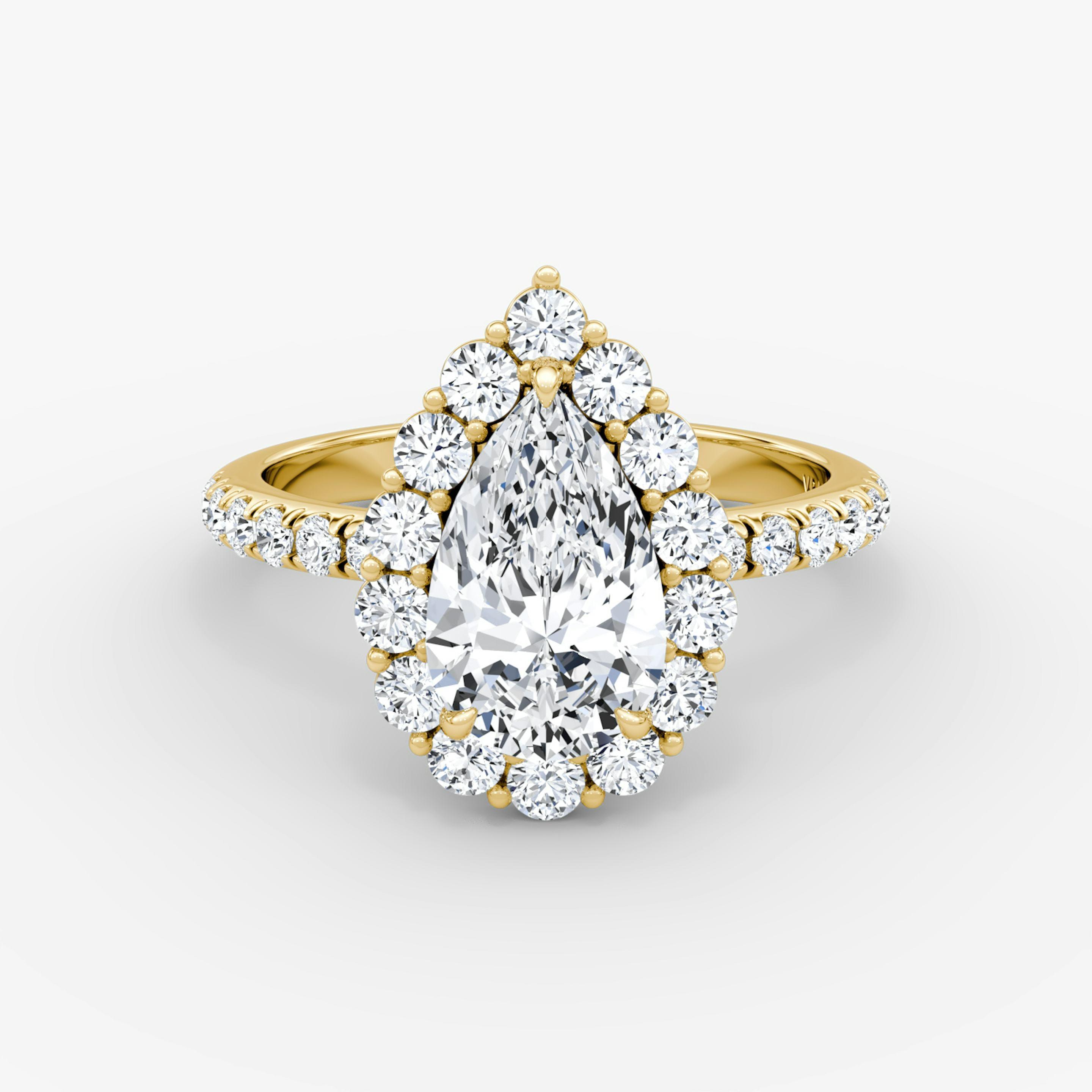 Floral Halo Pear Engagement Ring - Intou