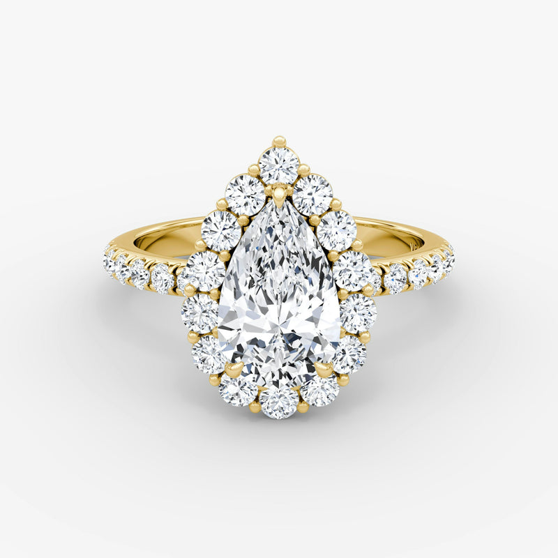 Floral Halo Pear Engagement Ring - Intou