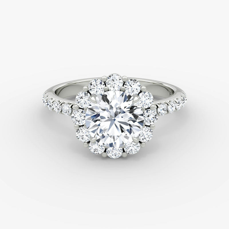 Floral Halo Round Brilliant Engagement Ring - Intou