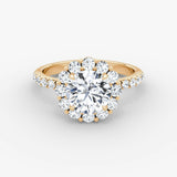 Floral Halo Round Brilliant Engagement Ring - Intou