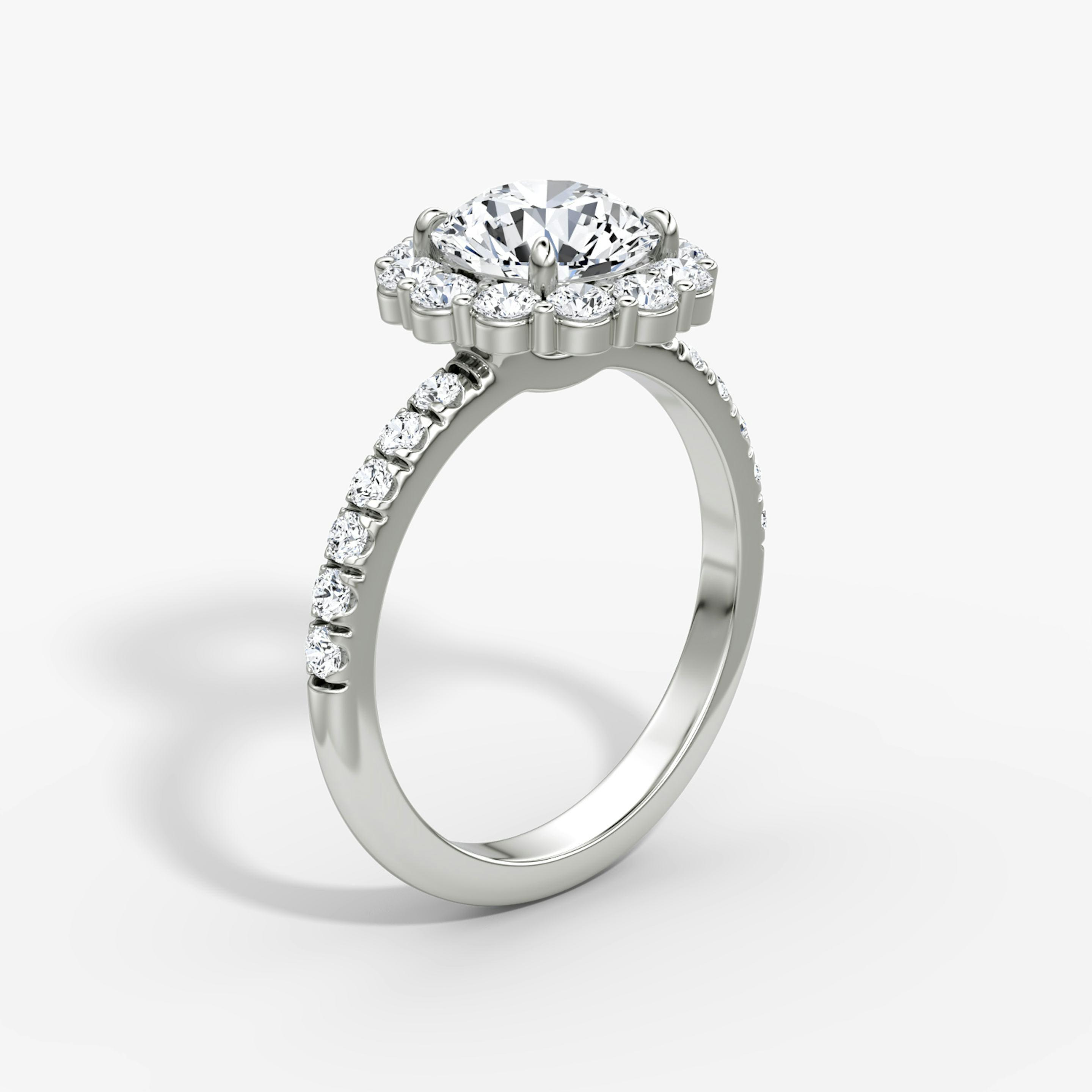 Floral Halo Round Brilliant Engagement Ring - Intou