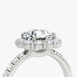 Floral Halo Round Brilliant Engagement Ring - Intou