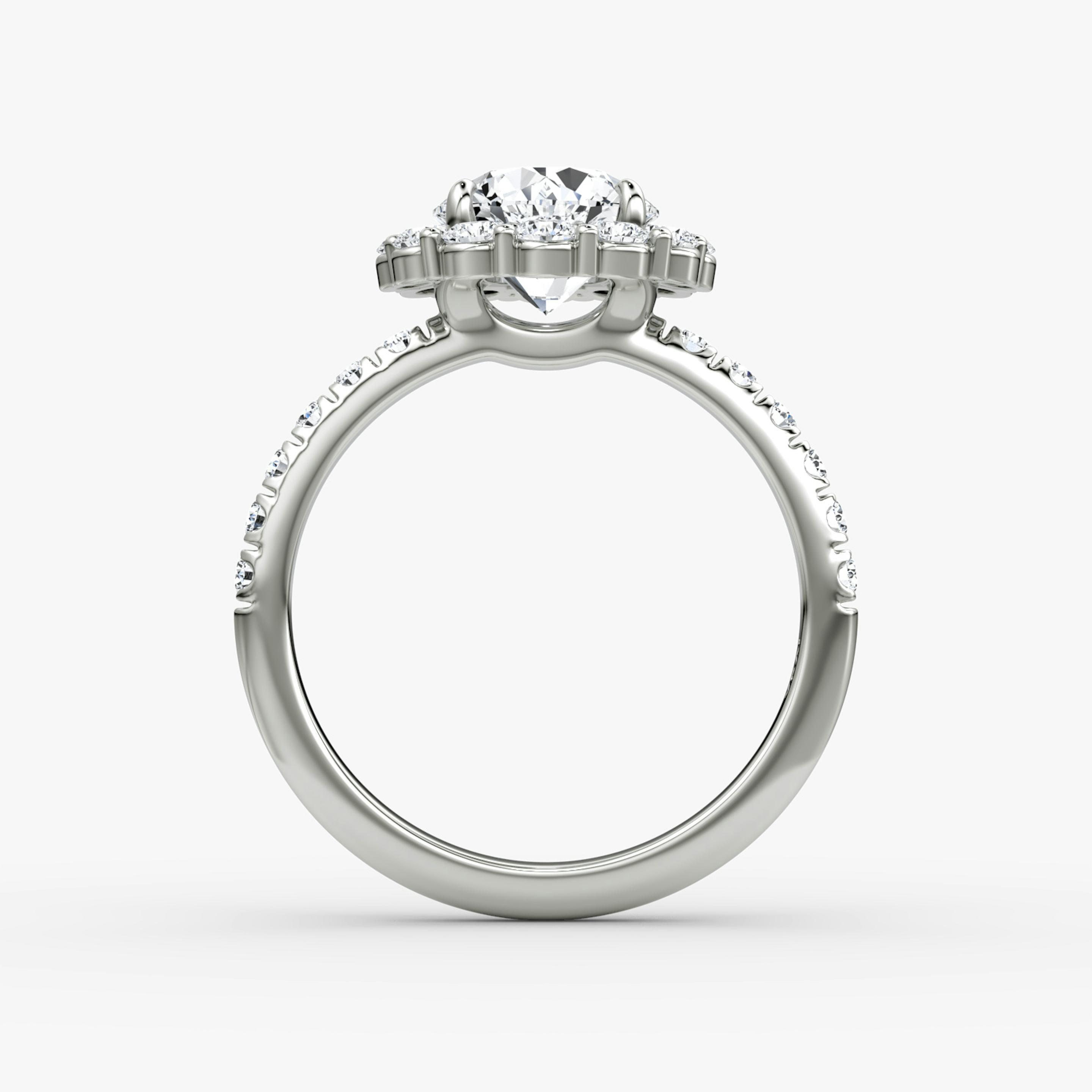 Floral Halo Round Brilliant Engagement Ring - Intou