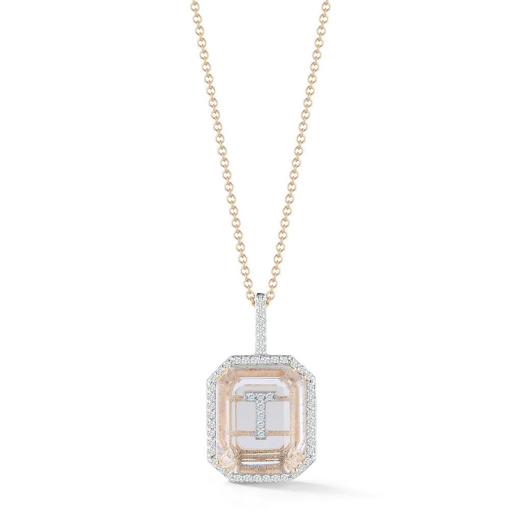 Frame Crystal Quartz Secret Diamond Initial necklace - Intou