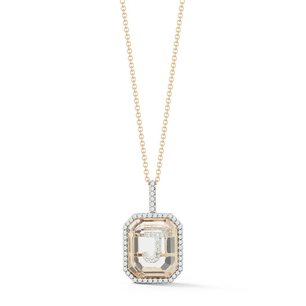 Frame Crystal Quartz Secret Diamond Initial necklace - Intou