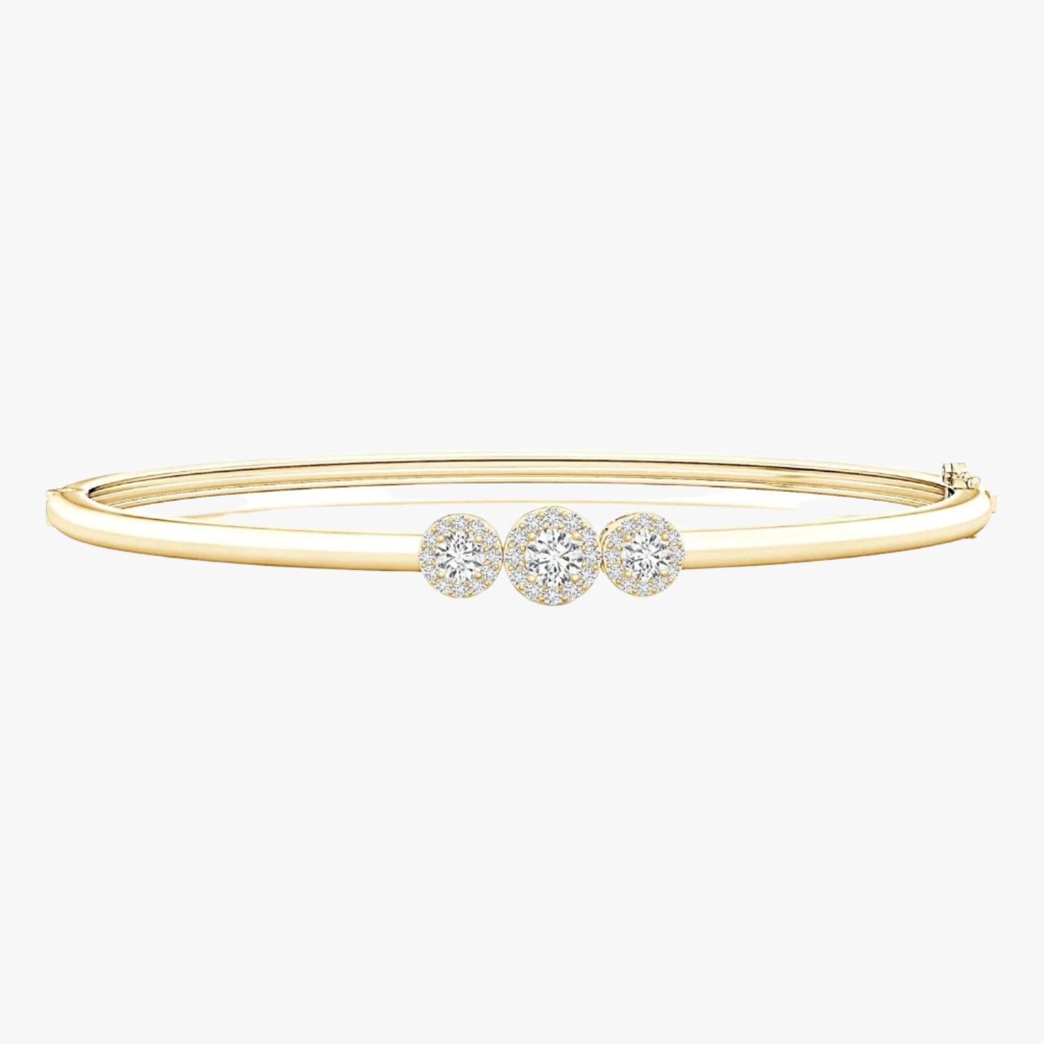 Graduating Round Triple Diamond Halo Bangle - Intou