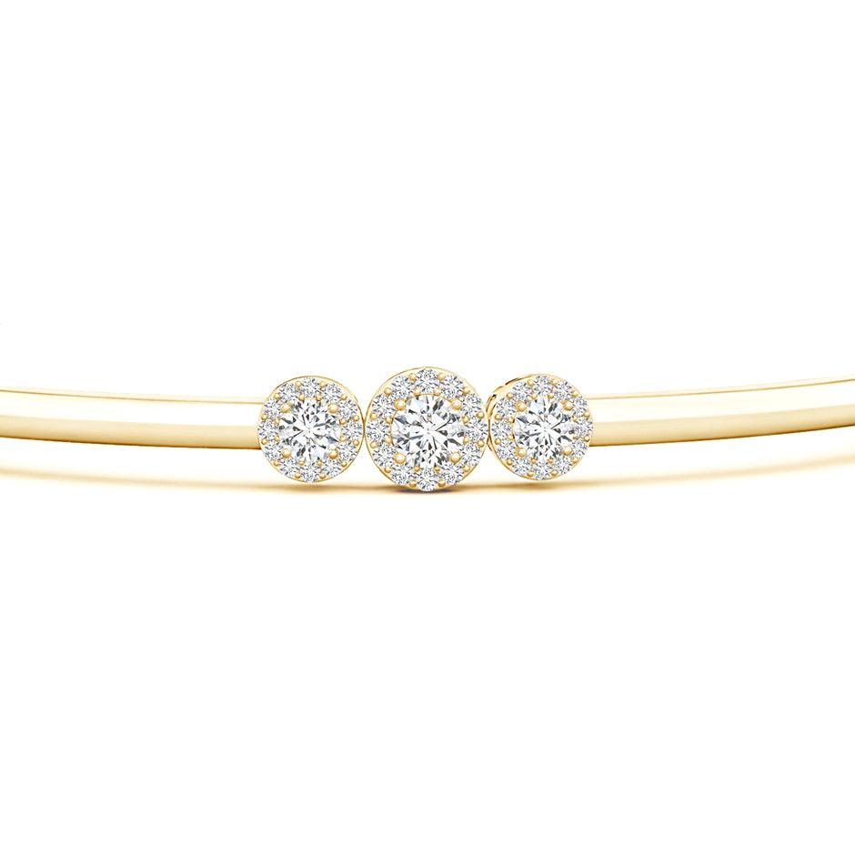 Graduating Round Triple Diamond Halo Bangle - Intou