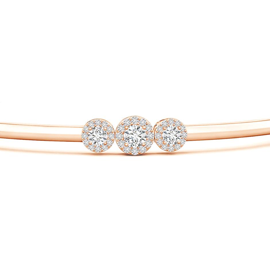 Graduating Round Triple Diamond Halo Bangle - Intou