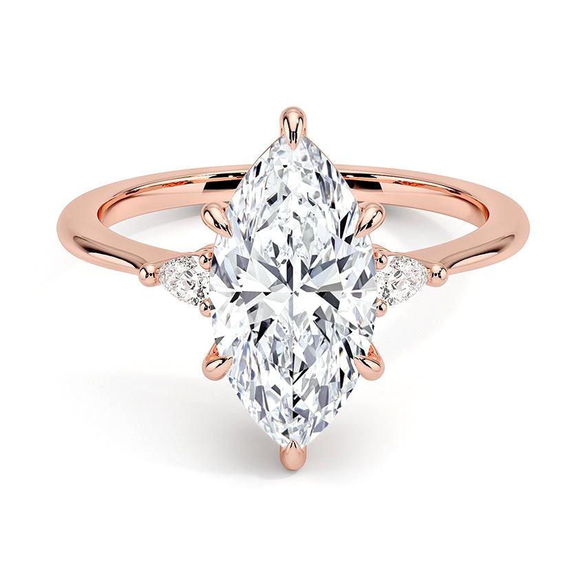 Marquise Cut Aria Three Stone Diamond Engagement Ring - Intou