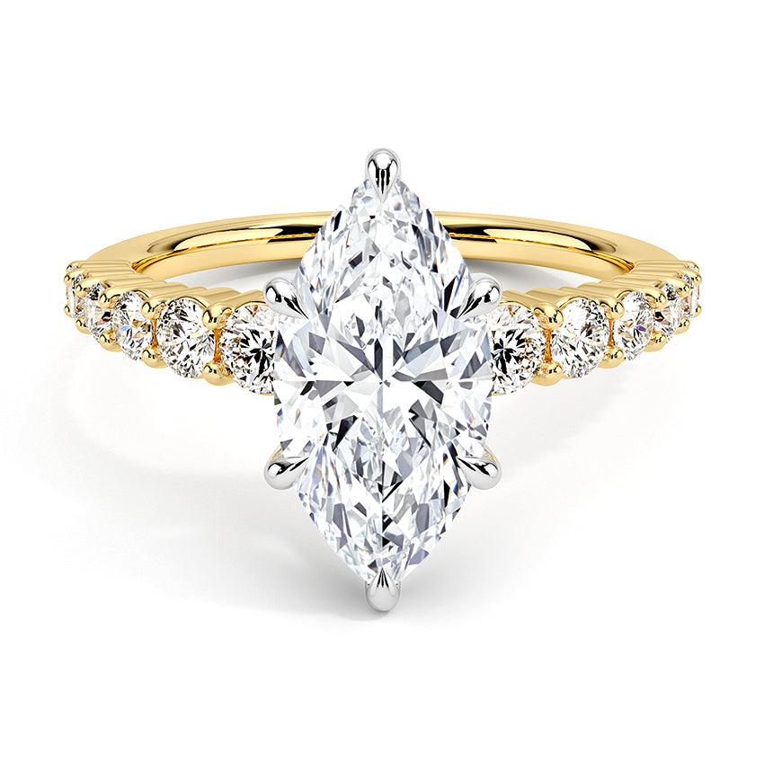 Marquise Cut Graduated Diamond Engagement Ring - Intou