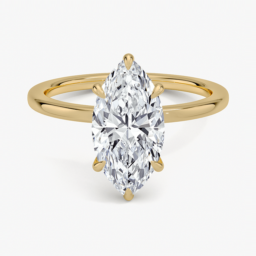 Marquise Cut Hidden Halo Diamond Engagement Ring - Intou