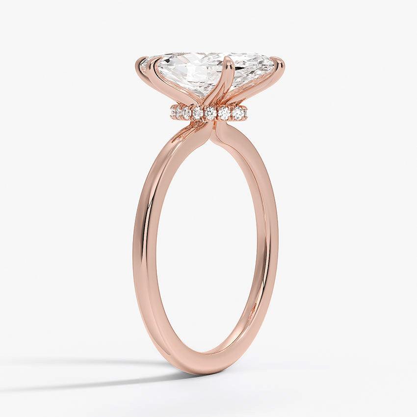 Marquise Cut Hidden Halo Diamond Engagement Ring - Intou