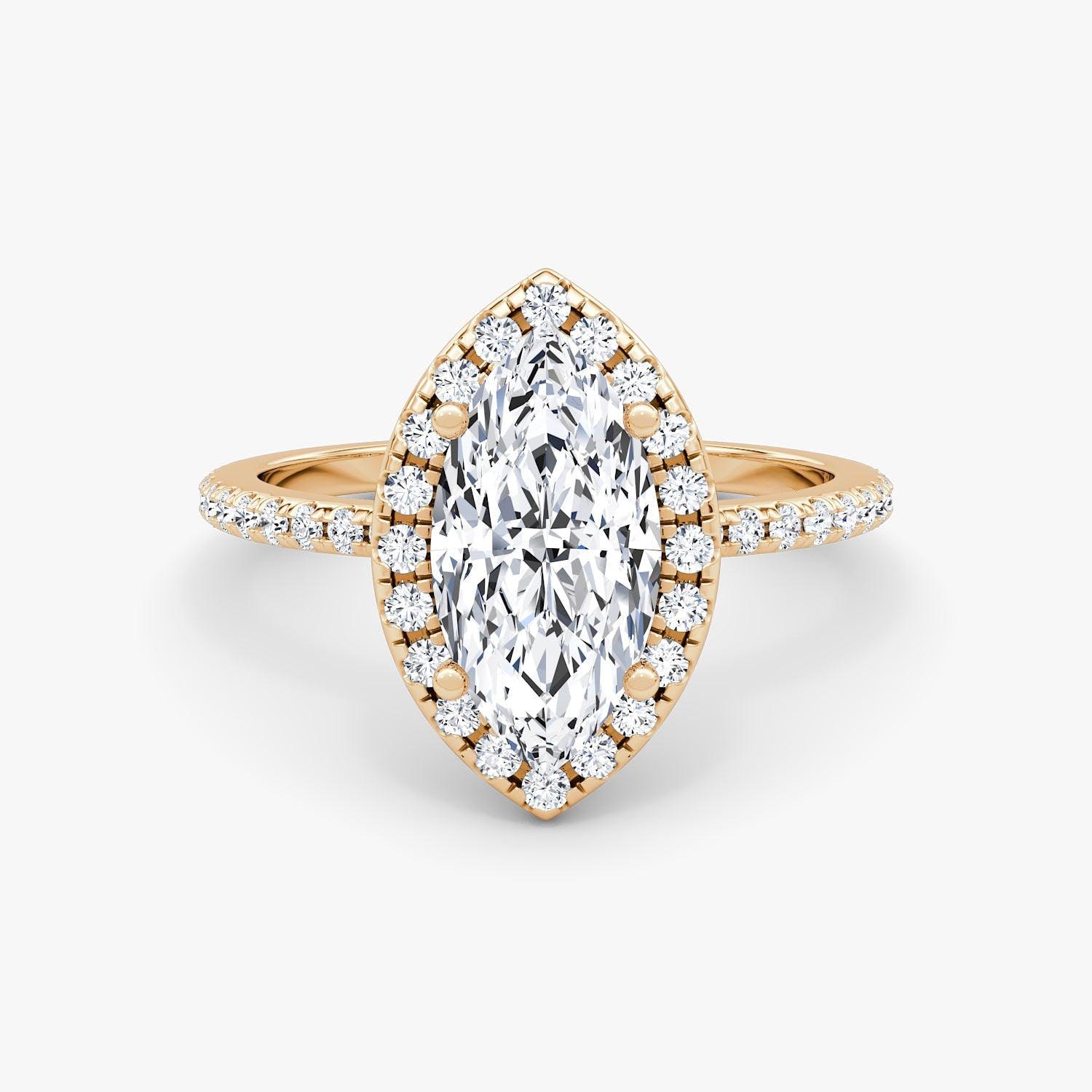 Marquise Halo Pave Engagement Ring - Intou