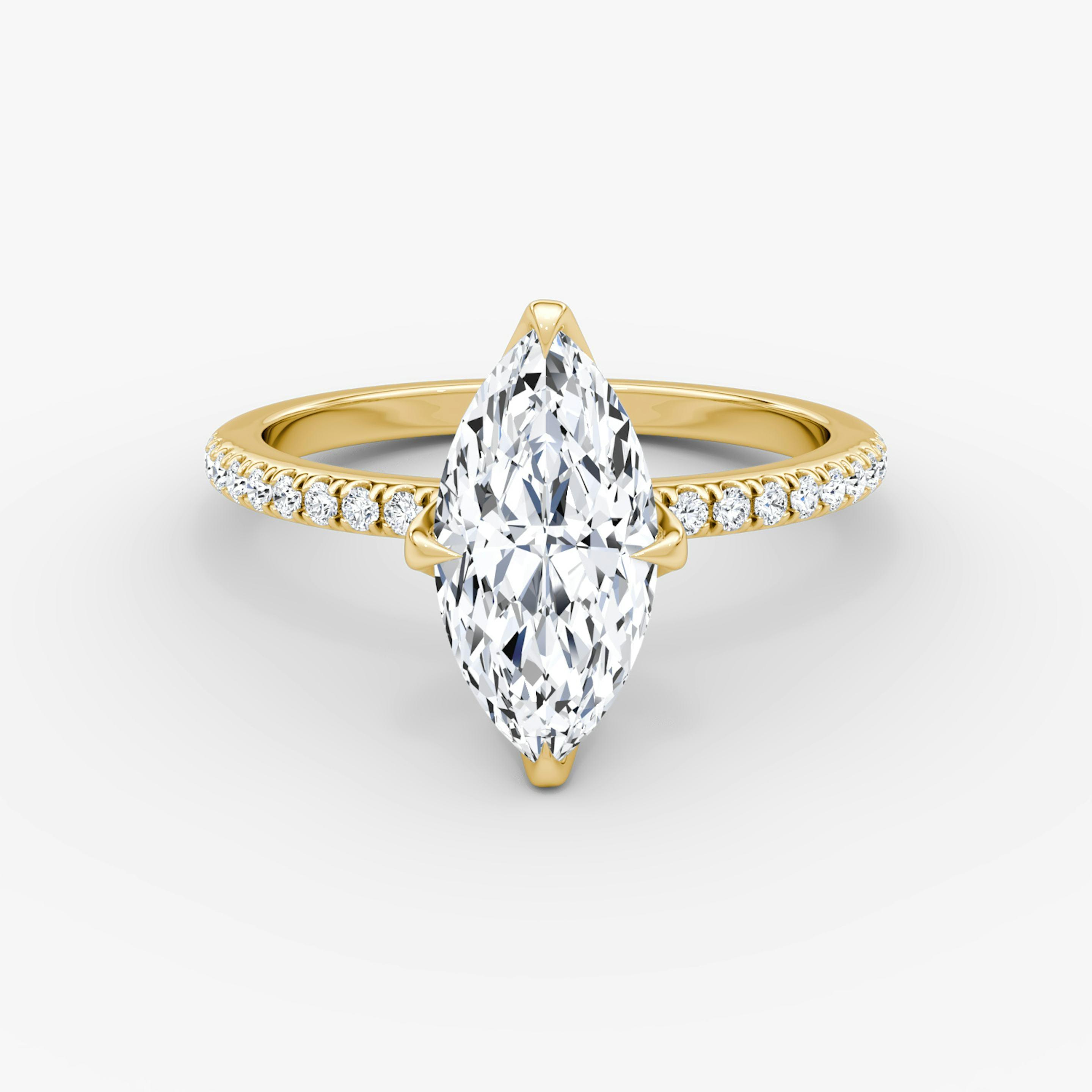 Marquise Pave Solitaire Engagement Ring - Intou